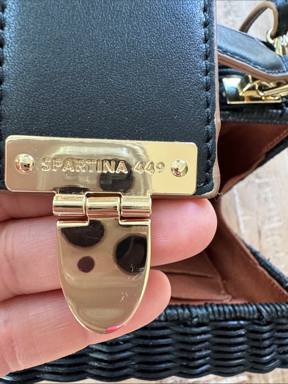 Spartina 449 Rattan Box Bag Black Crossbody Top Handle - Picture 12 of 14